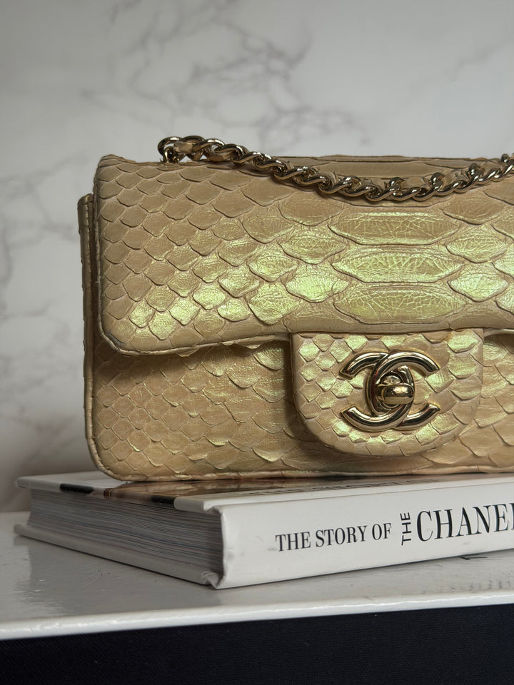 CHANEL series 20 Iridescent Ivory Llizard Exotic skin Extra Mini Rectangular Flap Bag LGHW