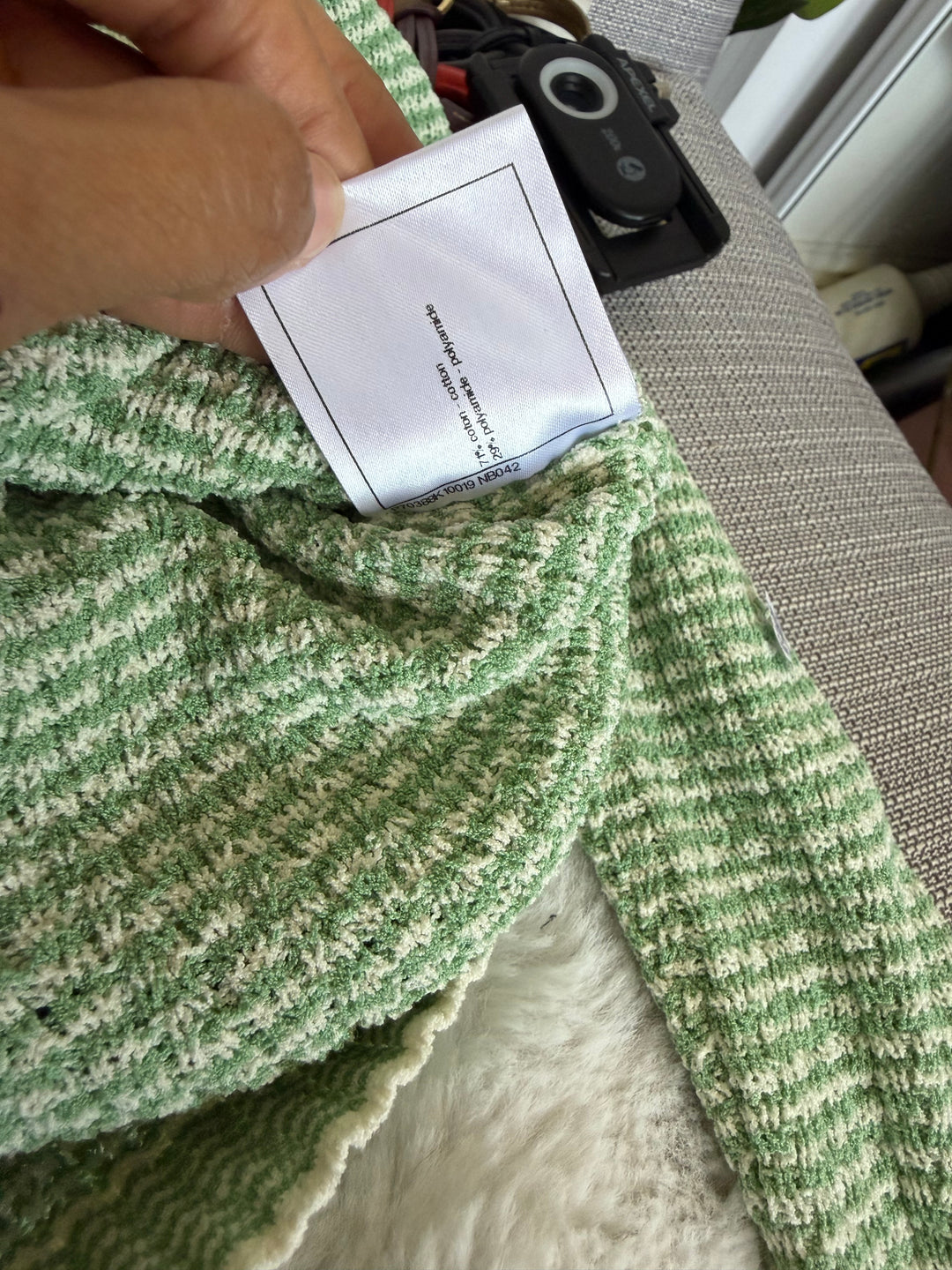 CHANEL 21C Green and White Knitted Cardigan size EU 34 2021