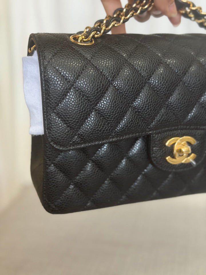 CHANEL Black Caviar GHW SMALL Timeless Classic Double Flap Bag 2022