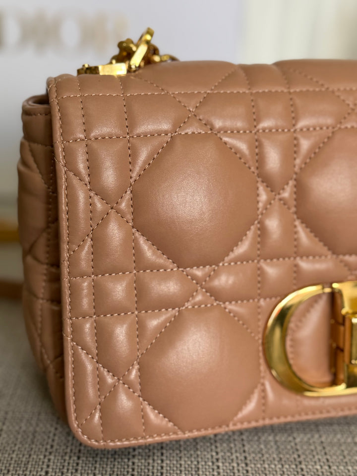 Dior Caro Flap Bag in Rose De Ven Calfskin GHW Medium 25 cms