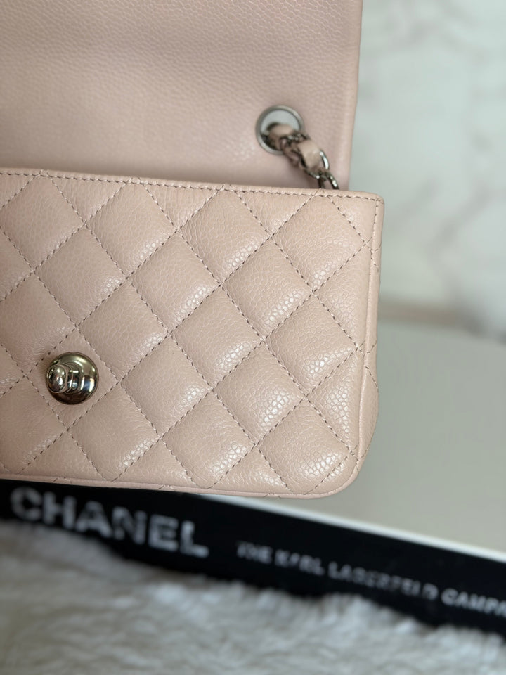 CHANEL series 18 Light Sakura Pink Caviar SHW Mini Rectangular Flap Bag 2014 14C collection