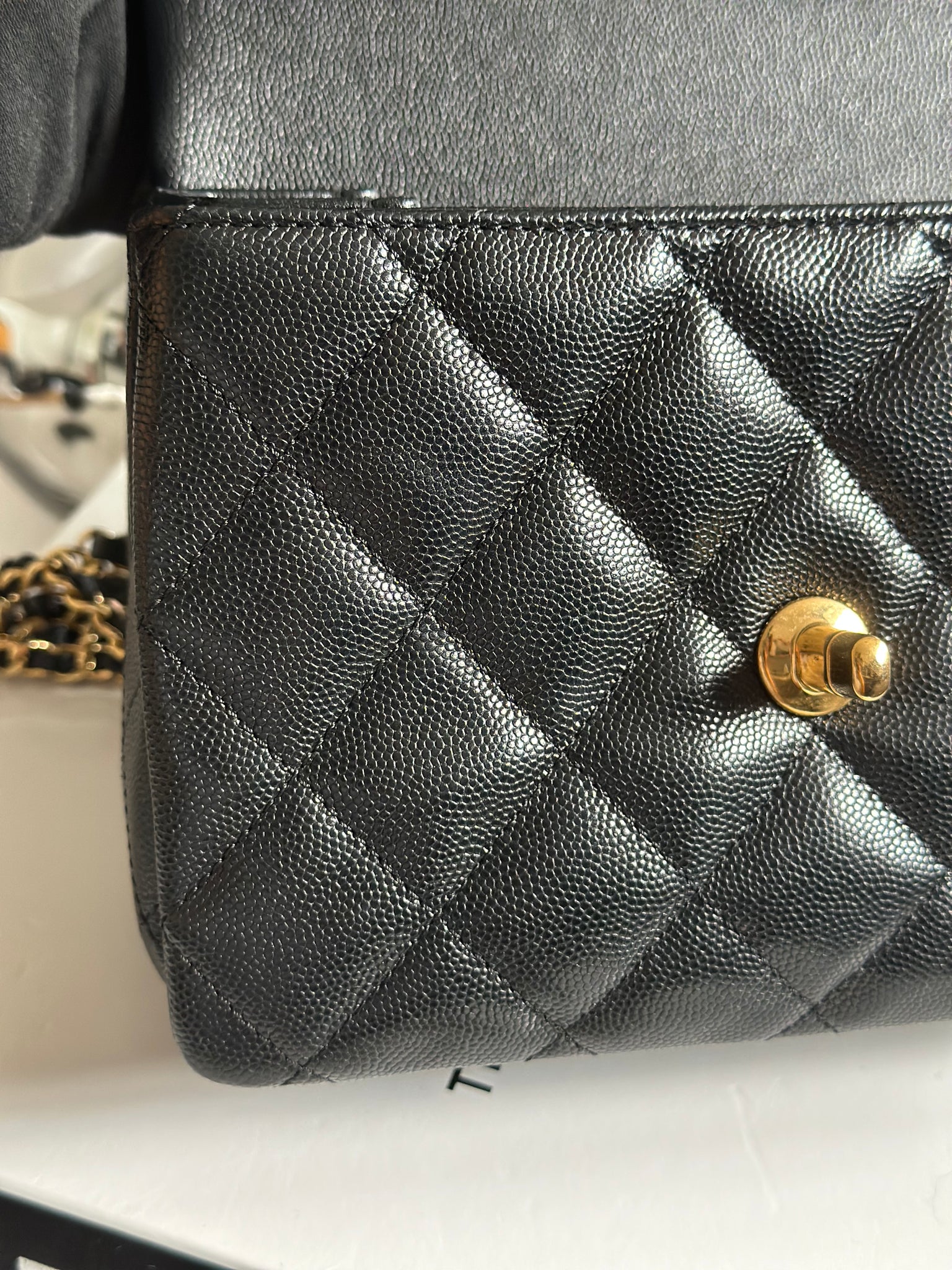 Chanel 22K collection Black caviar LGHW Coco First Mini Flap Bag –  Globalluxcloset