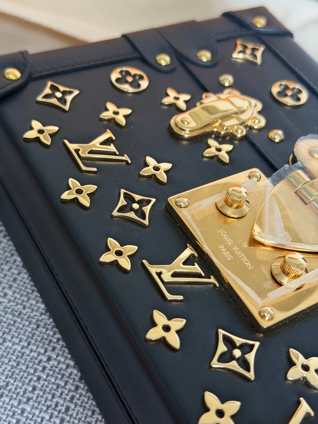 LOUIS VUITTON LV Petite Malle in Metal Black and Gold