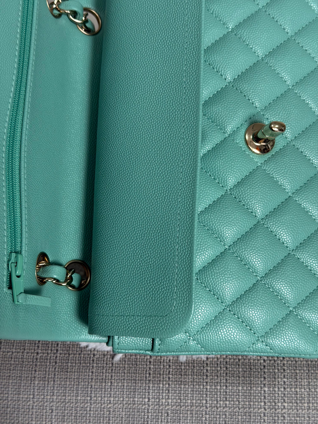 CHANEL 21S series 31 Tiffany Green/Blue Caviar LGHW Small Timeless Classic Double Flap Bag 2021 super rare
