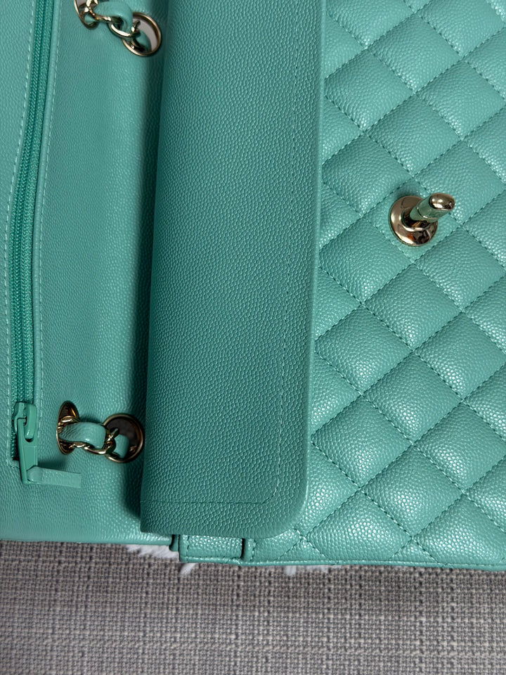 CHANEL 21S series 31 Tiffany Green/Blue Caviar LGHW Small Timeless Classic Double Flap Bag 2021 super rare