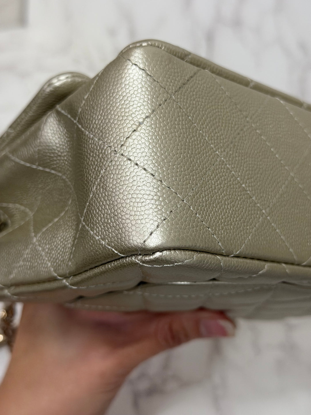 CHANEL series 23 Champagne Gold Caviar LGHW Mini Rectangular Flap Bag