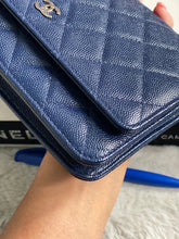 Load image into Gallery viewer, Chanel series 24 17B 2017 Fall/Winter Collection Navy Caviar SHW Classic Wallet on chain (WOC)
