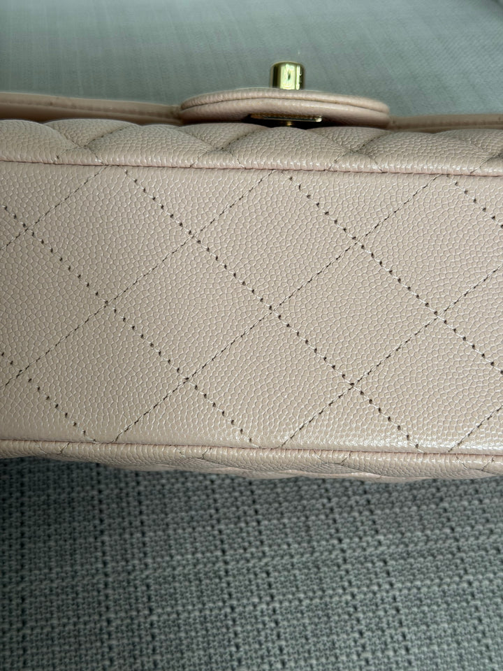 CHANEL 21C 2021 Rose Clair Caviar LGHW Medium ML 11.12 Timeless Classic Double Flap Bag