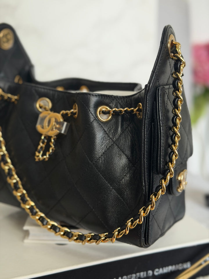 CHANEL Mini 25 Hobo Bag in Black Caviar Shiny GHW 2026 26A/B