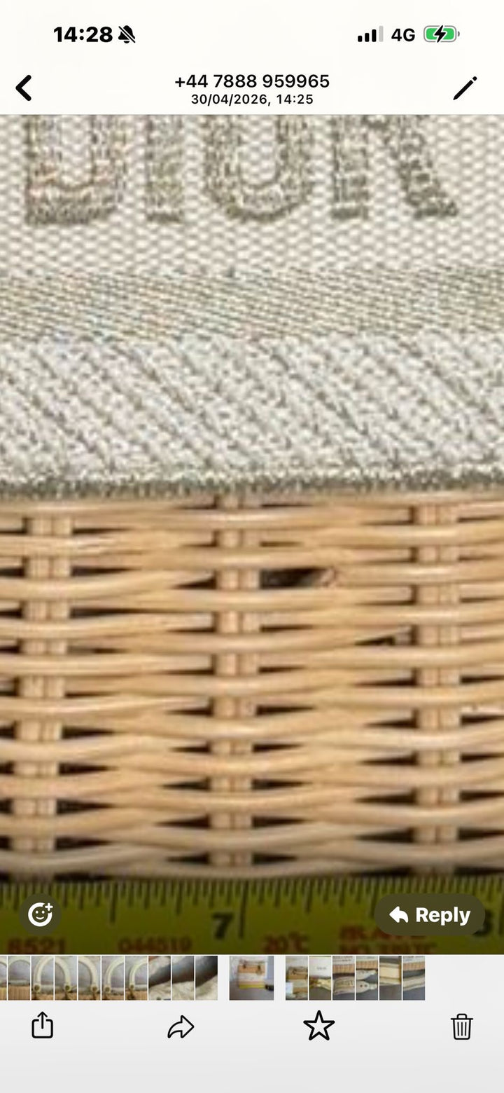 DIOR Lady Dior White/Gold Wicker Bag size SMALL with Guitar Strap
