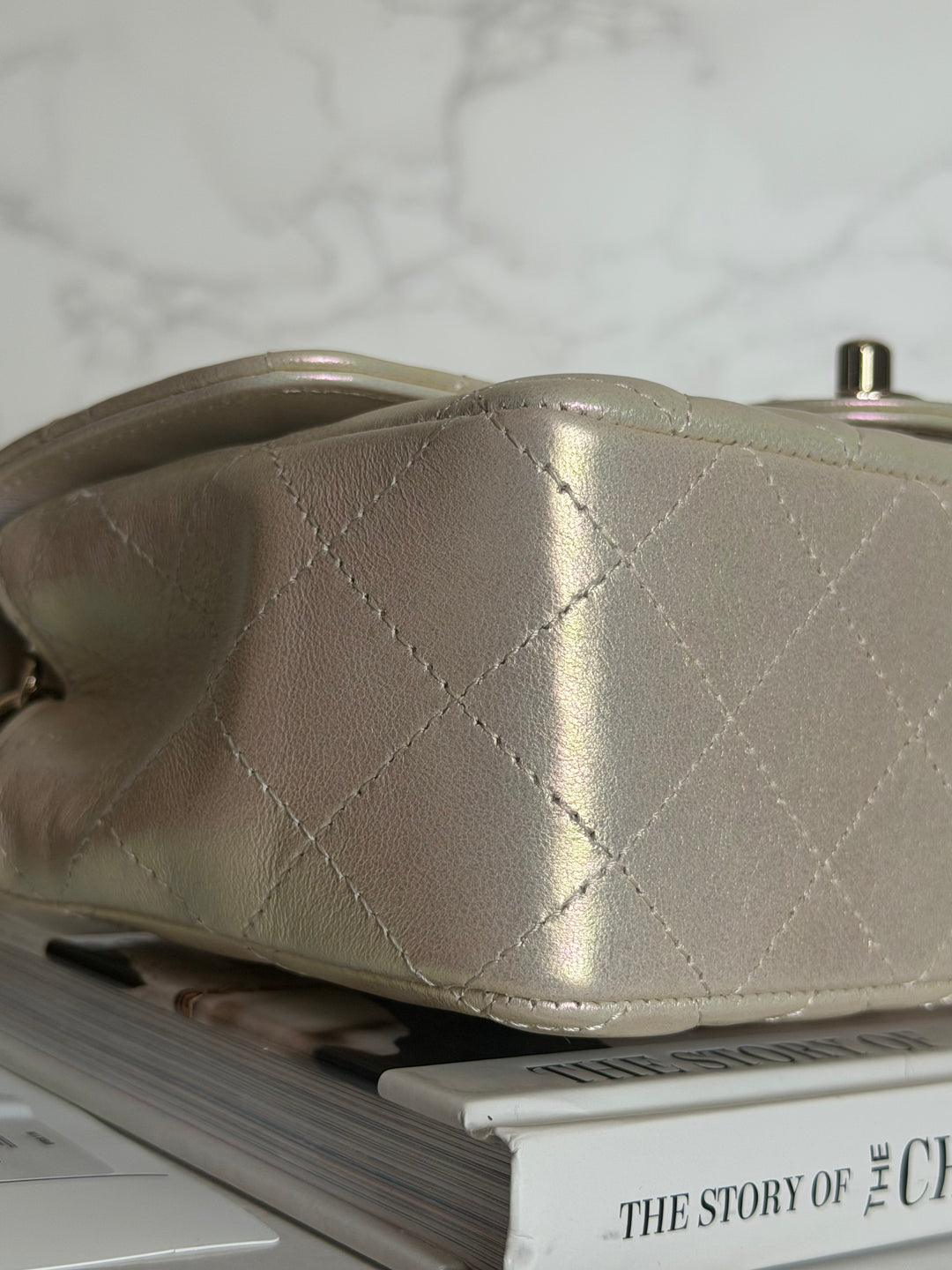 CHANEL 20B Iridescent Ivory Calf skin LGHW Mini Rectangular Flap Bag 2020