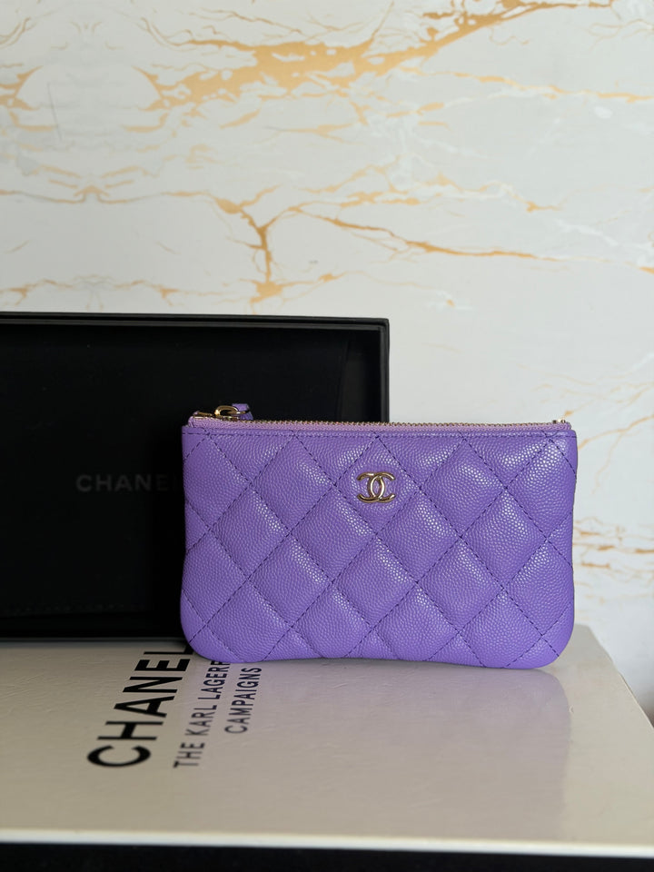 CHANEL series 28 20S purple caviar LGHW Mini O Case Pouch 15 cms