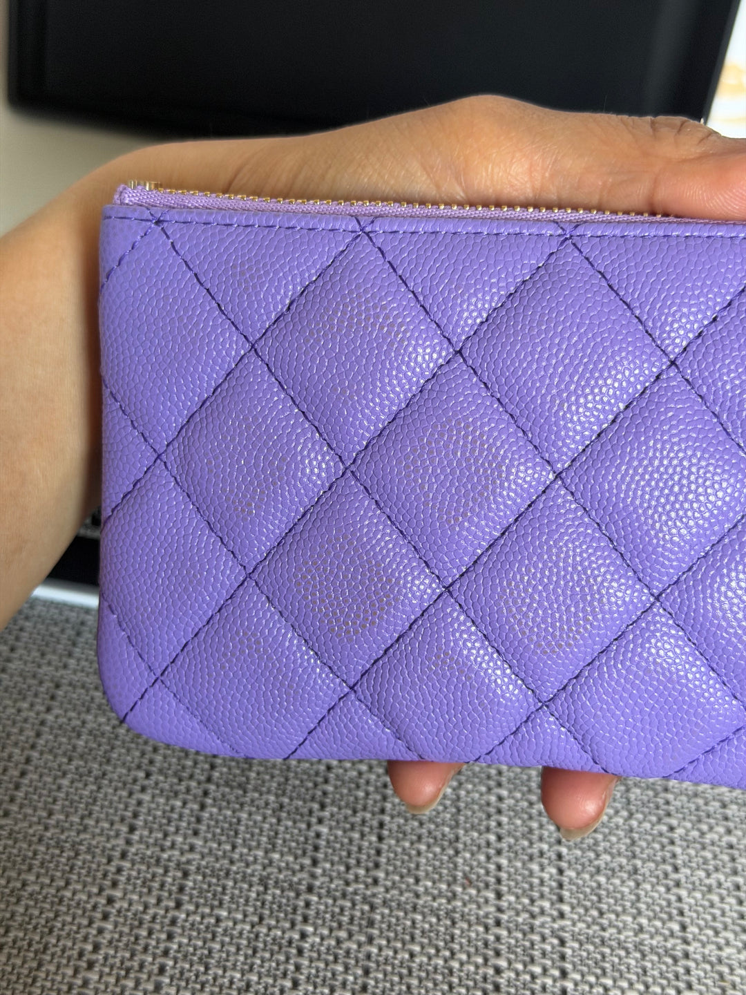 CHANEL series 28 20S purple caviar LGHW Mini O Case Pouch 15 cms