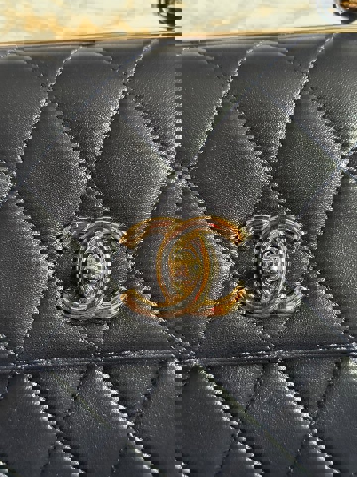 Chanel series 28 2018/2019 Navy Lambskin Champagne GHW Trendy CC Flap Bag size Small with Detachable Strap