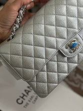 Load image into Gallery viewer, Chanel 21K 2021 Fall/Winter collection Glitter Iridescent Silver caviar SHW Medium ML 11.12 Timeless Classic Double Flap Bag
