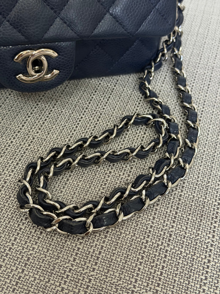 CHANEL series 19 Navy Caviar SHW Mini Rectangular Flap Bag 2014