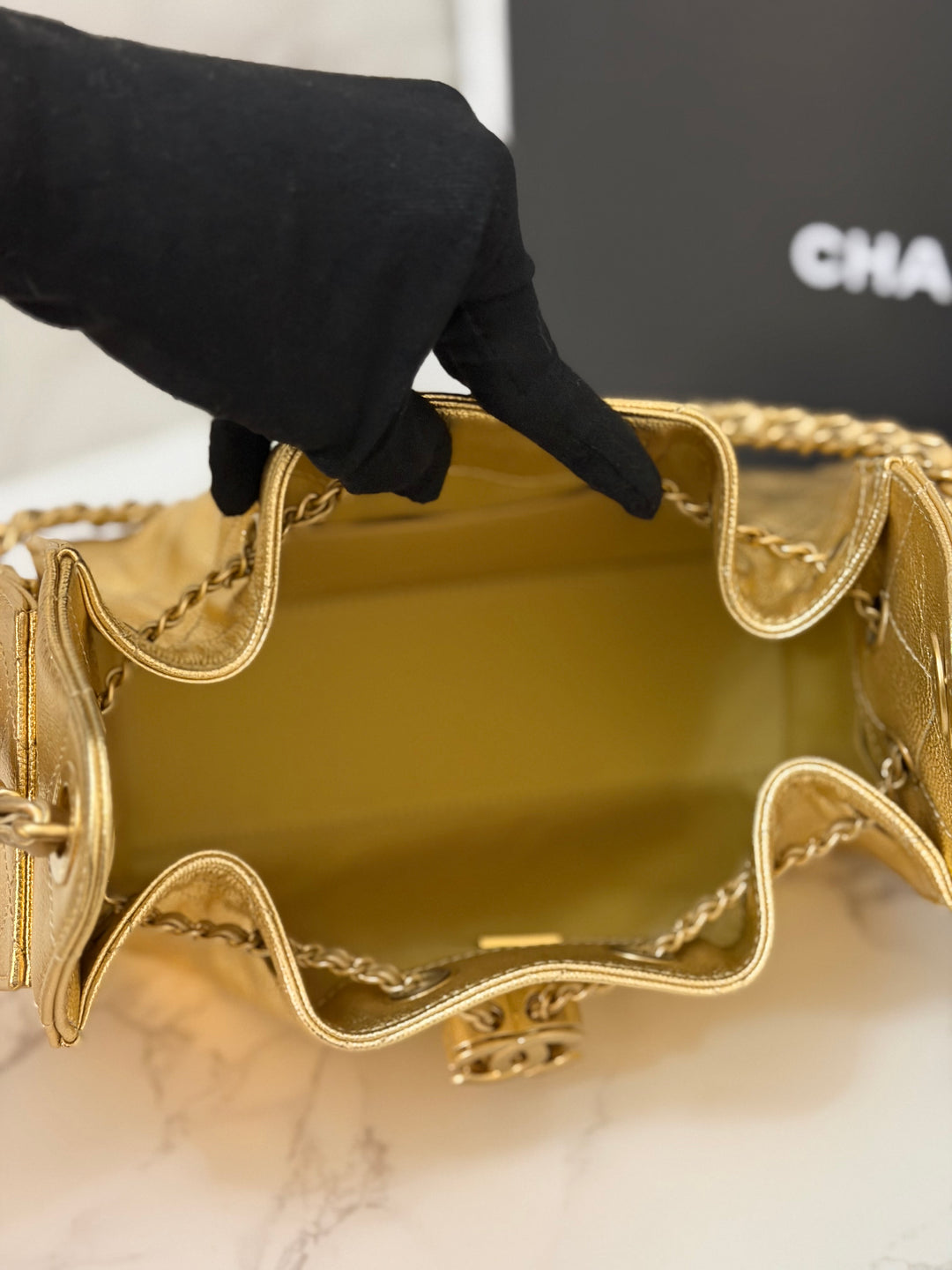 CHANEL 26C collection Gold caviar Aged GHW Mini 25 Hobo Bag