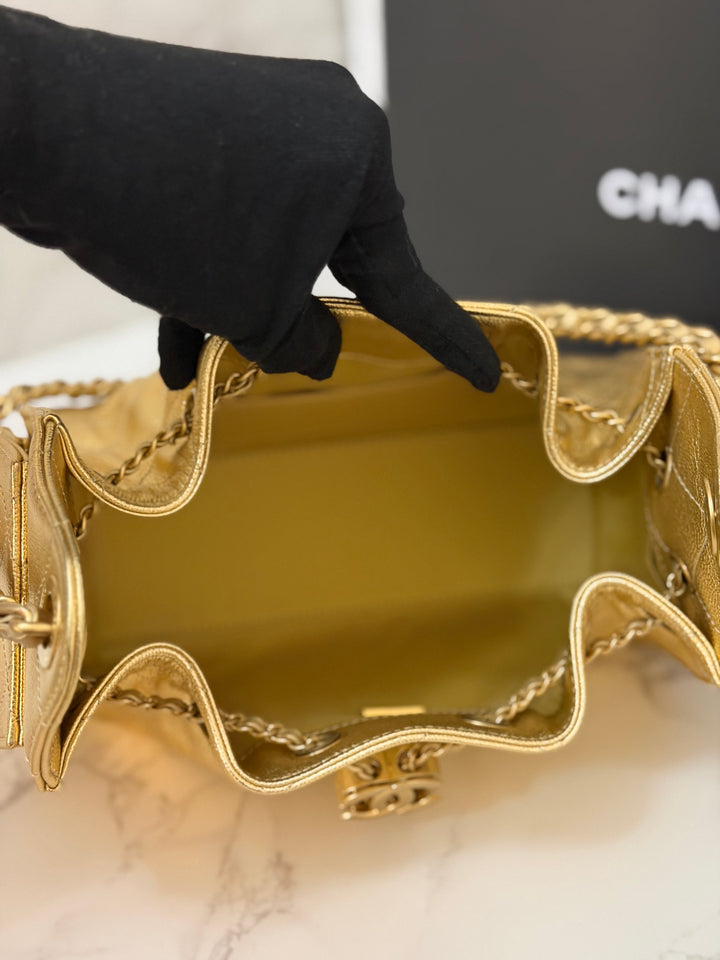 CHANEL 26C collection Gold caviar Aged GHW Mini 25 Hobo Bag