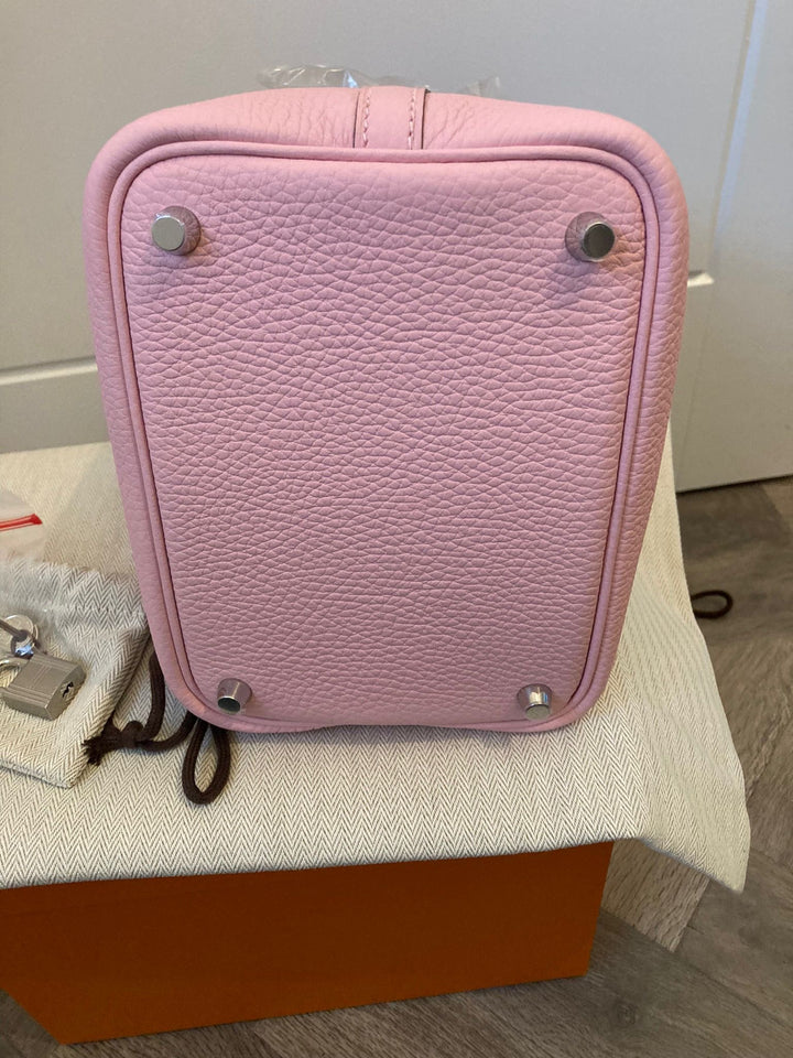 Hermes Rose Sakura Palladium Hardware Picotin 18 (stamp W)