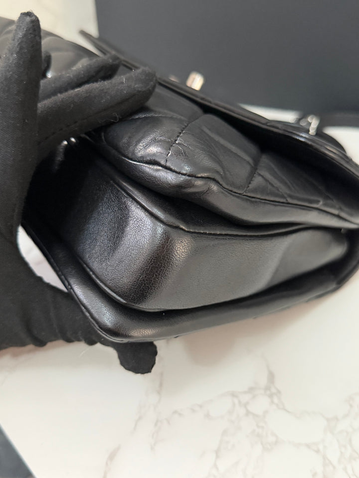 CHANEL series 24 Black Lambskin Silver HW Trendy CC Top Handle Flap Bag with Top Handle and detachable chain