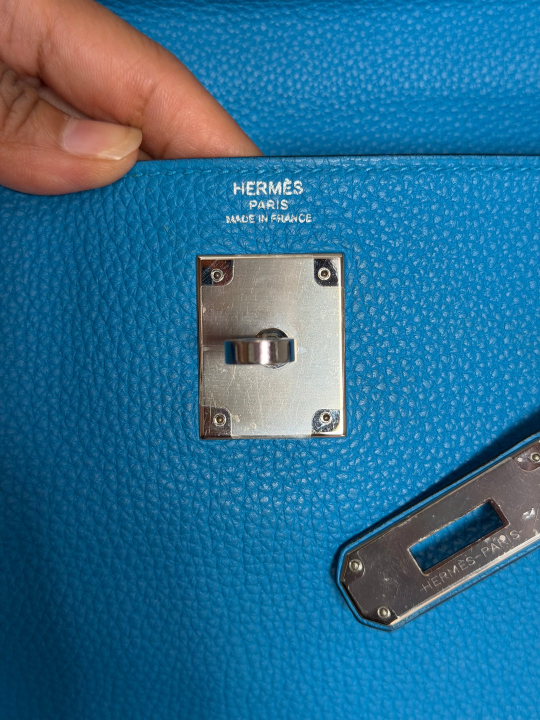 HERMÈS Bleu Frida Togo Leather PHW Kelly 28 Bag Stamp A 2017