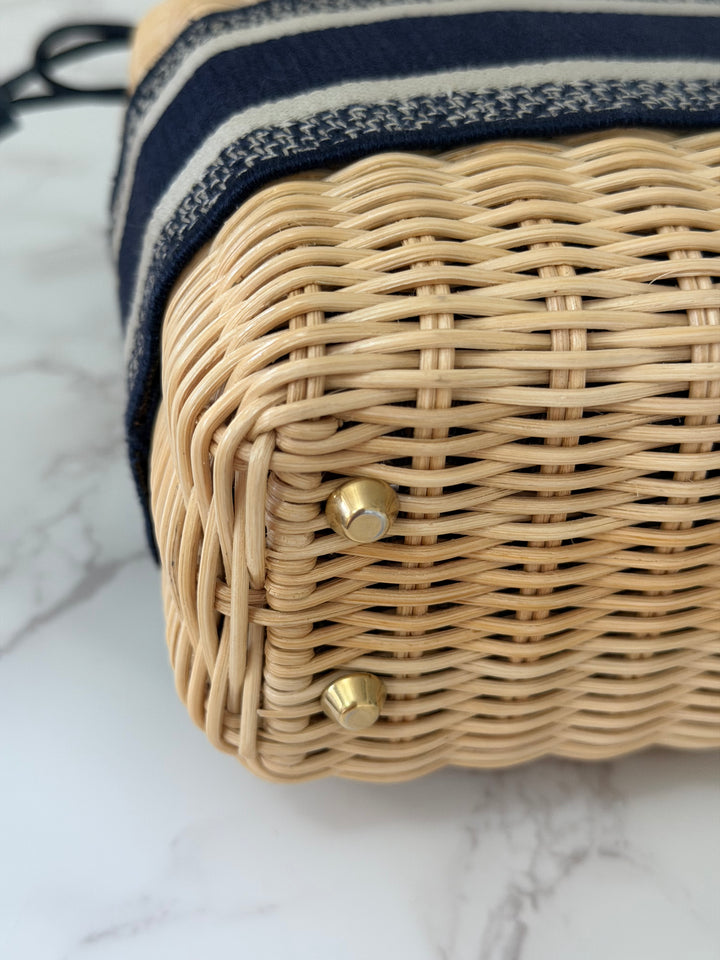 DIOR Lady Dior Wicker Bag Oblique Canvas in Black and Cream size Mini