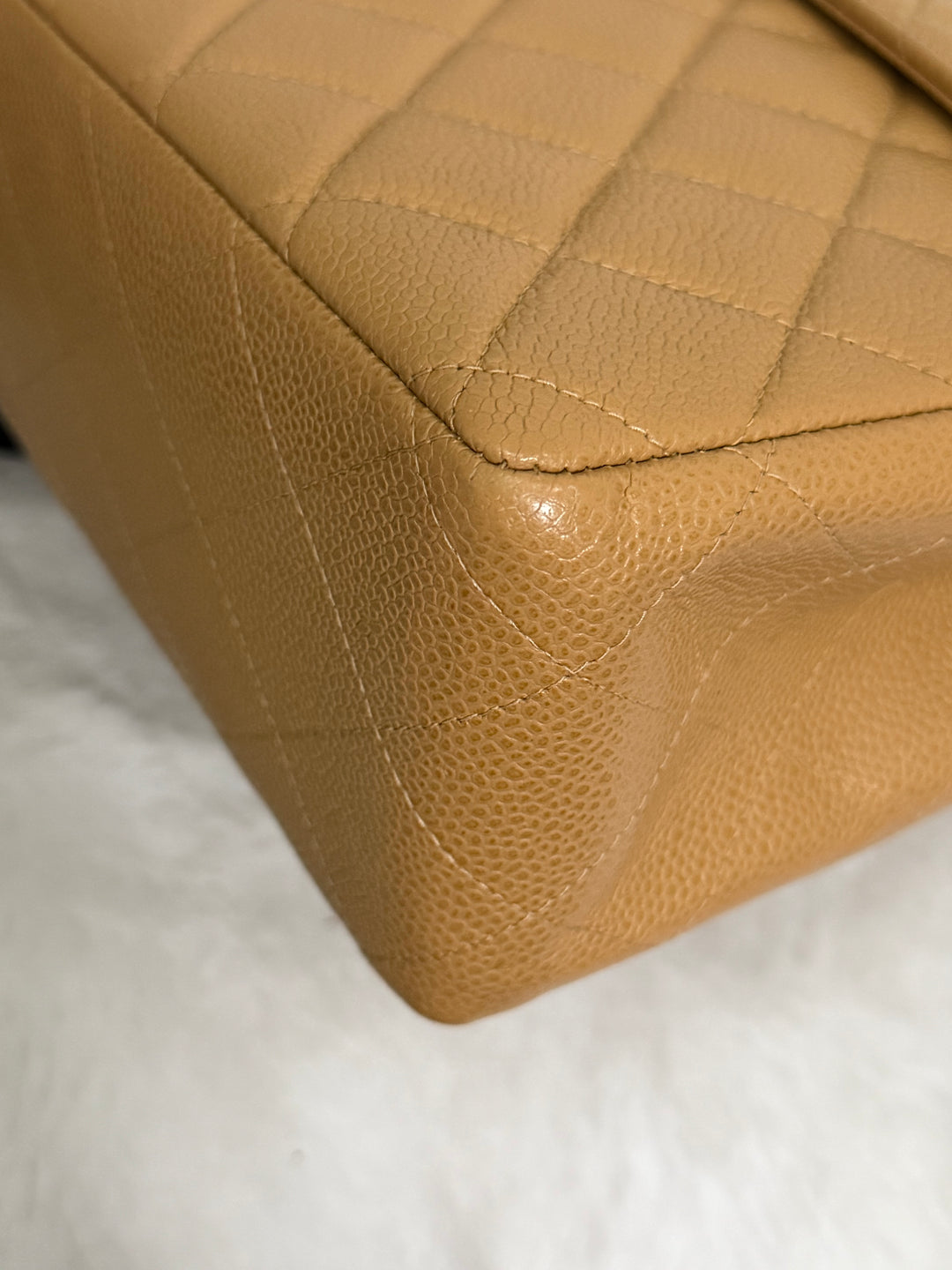 CHANEL series 6 Dark Beige Caviar SHW Vintage Jumbo Single Flap Bag