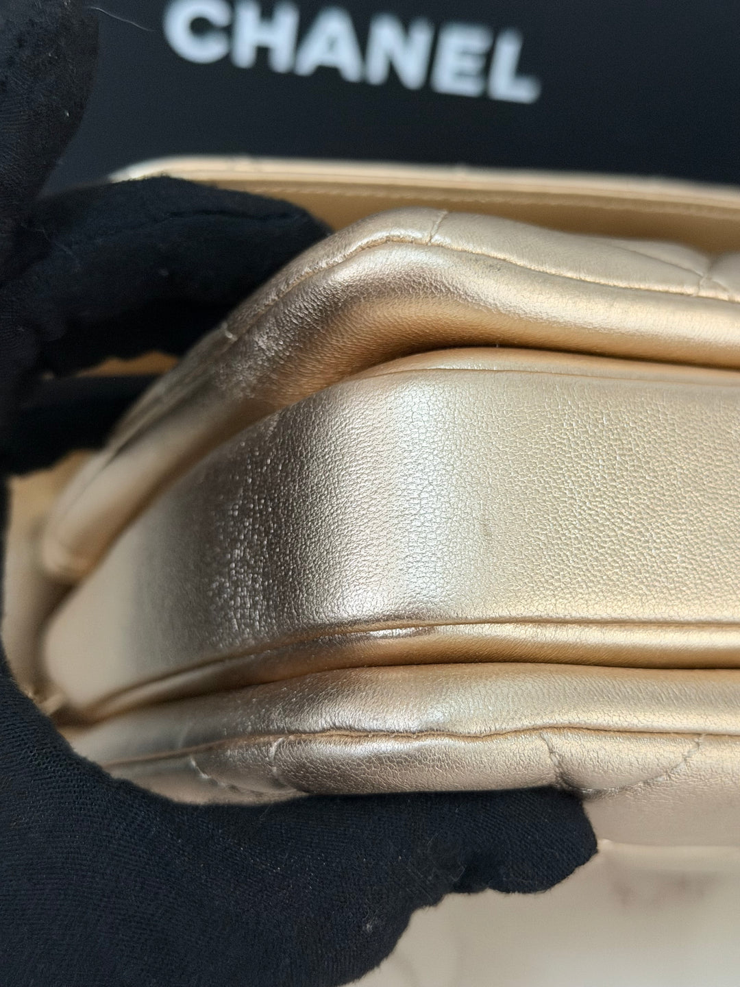 CHANEL series 30 Metallic Gold Lambskin LGHW Trendy CC top Handle Bag with non detachable Strap size SMALL 2020