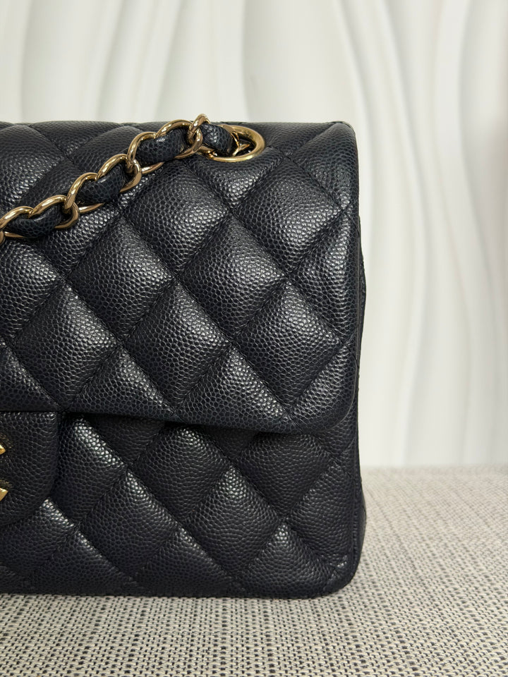 CHANEL series 30 Dark Navy Caviar LGHW Small Timeless Classic Double Flap Bag 2020