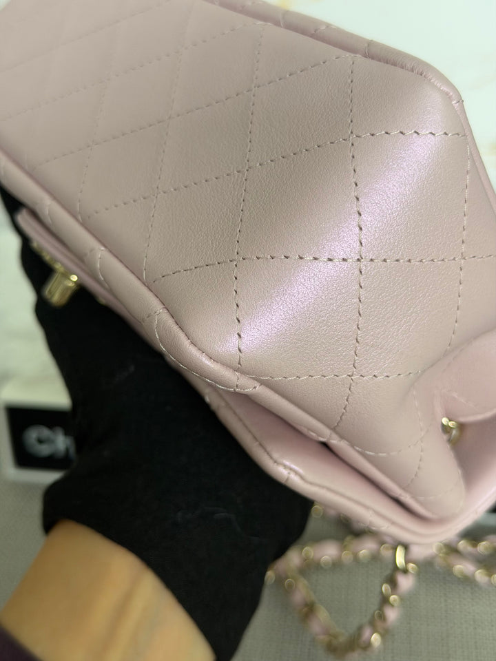 CHANEL 21S Light Pink Calf Skin LGHW Mini rectangular flap bag series 31 2021 *super rare*