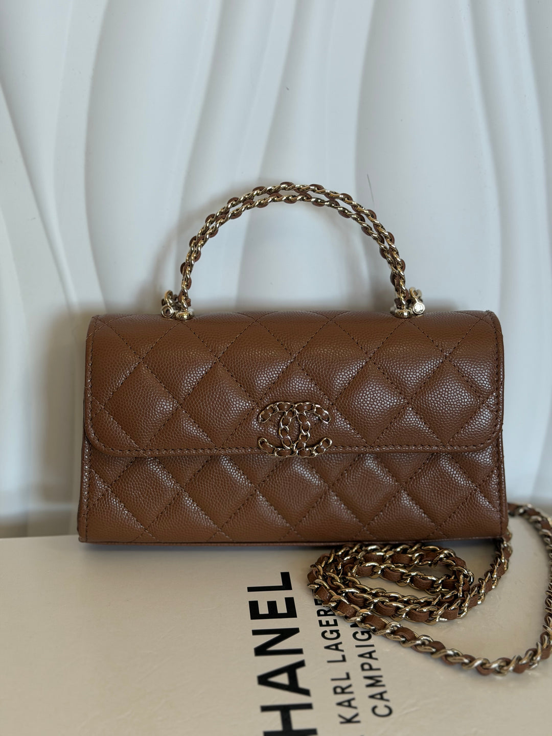 CHANEL 26P Brown Caviar LGHW Top Handle Vanity