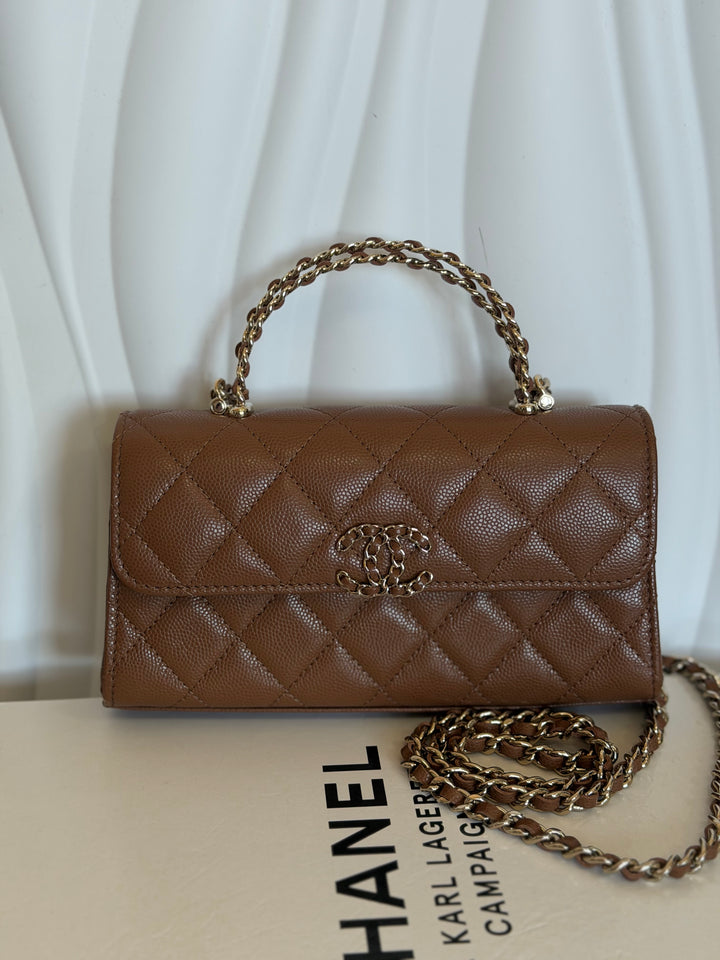 CHANEL 26P Brown Caviar LGHW Top Handle Vanity