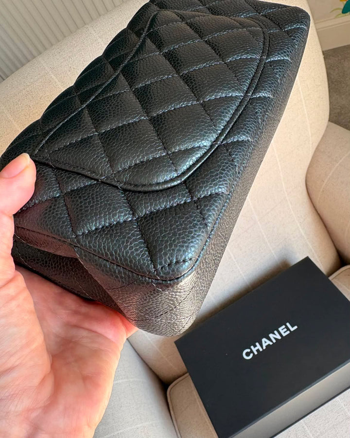 CHANEL series 25 18S iridescent pearly Grey caviar LGHW Mini Rectangular Flap Bag 2018