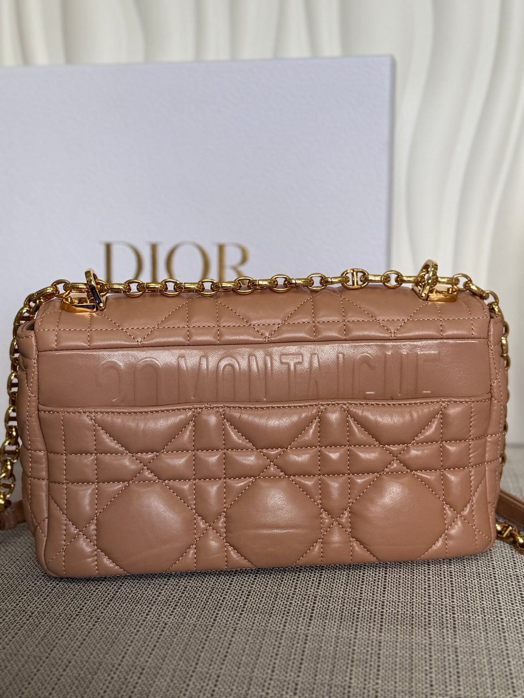 Dior Caro Flap Bag in Rose De Ven Calfskin GHW Medium 25 cms