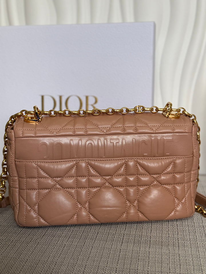 Dior Caro Flap Bag in Rose De Ven Calfskin GHW Medium 25 cms