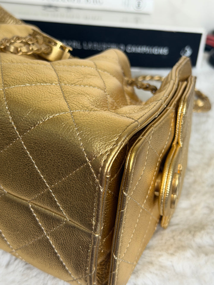 CHANEL 26C Gold Caviar Mini 25 Hobo Bag with Aged GHW 2026