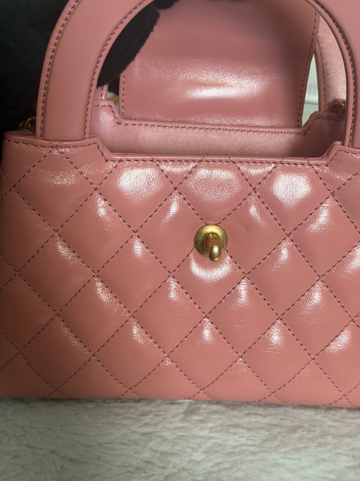 CHANEL Pink Calf skin aged GHW Kelly Shopping Tote Bag size Small 19 cms