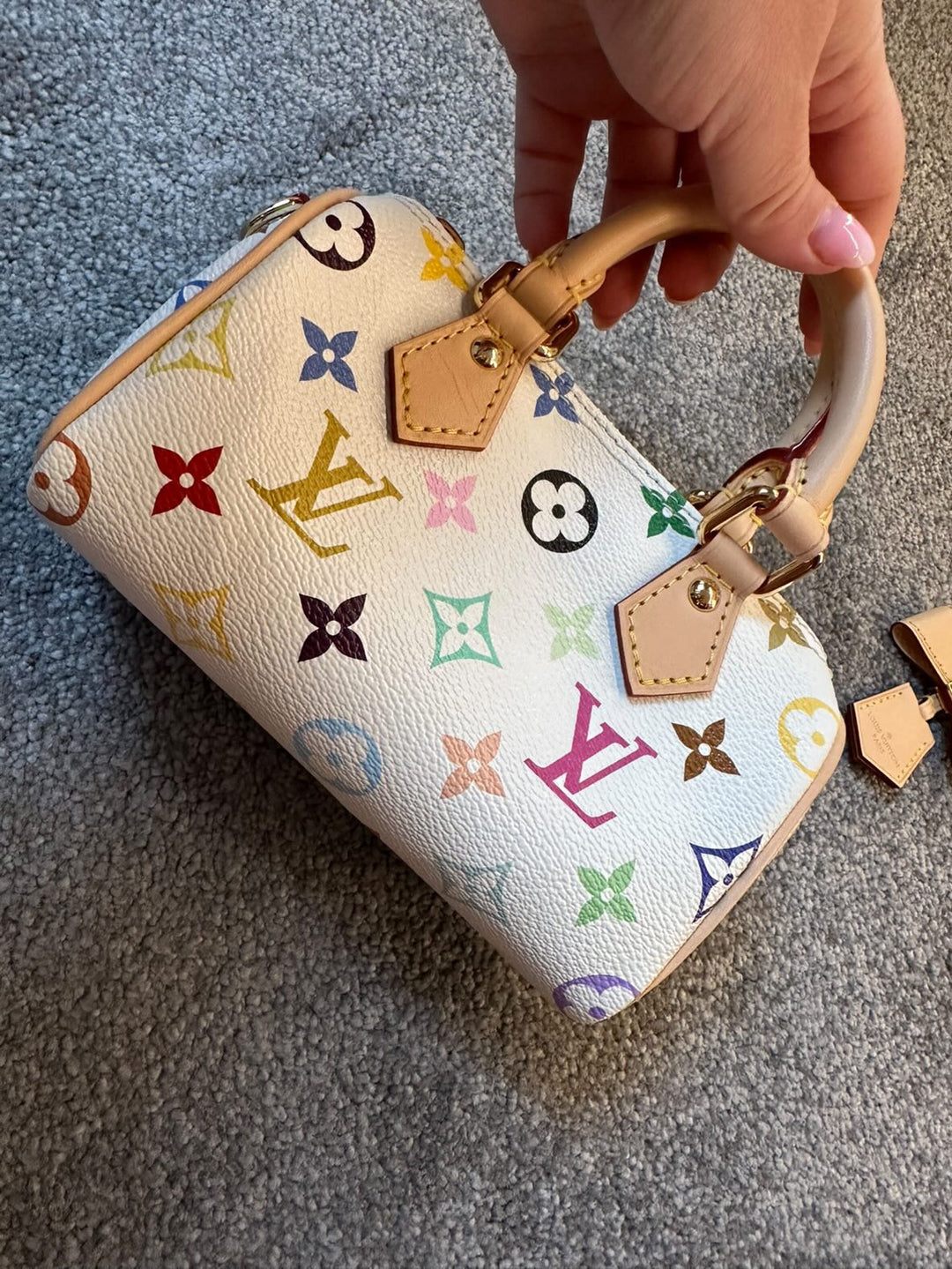 LOUIS VUITTON Murakami TM Multicolored Nano Speedy in White