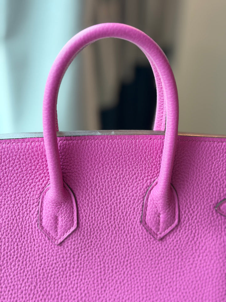 HERMÈS Rose Pourpre Togo Leather PHW Birkin 25 stamp C 2017