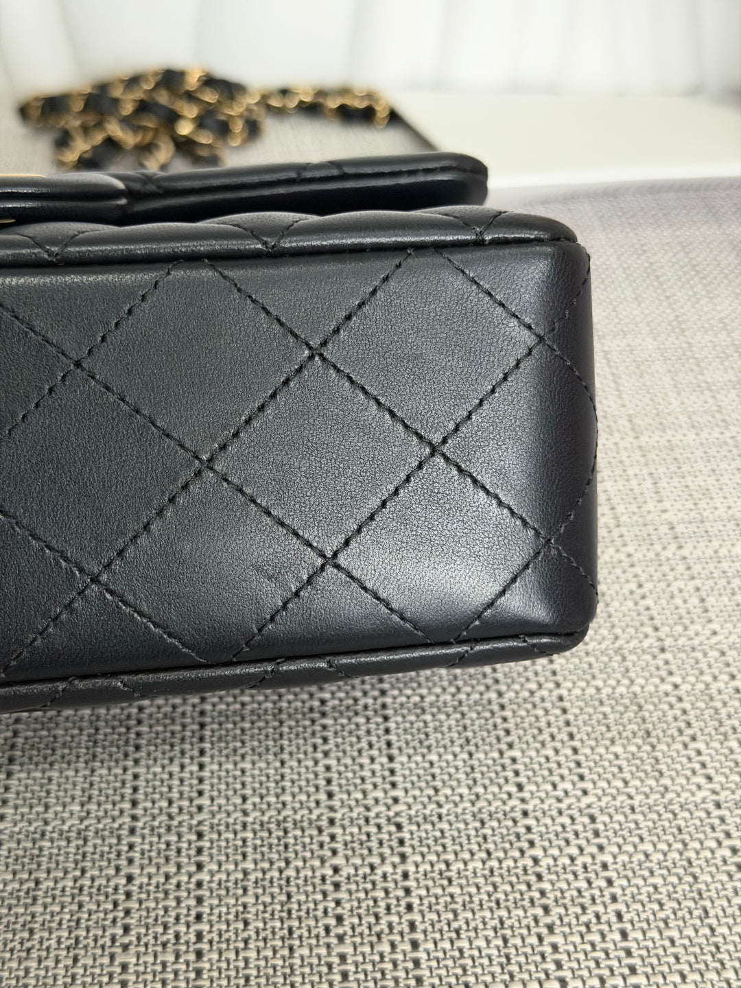 CHANEL Black Lambskin LGHW Mini Rectangular Flap Bag 2025
