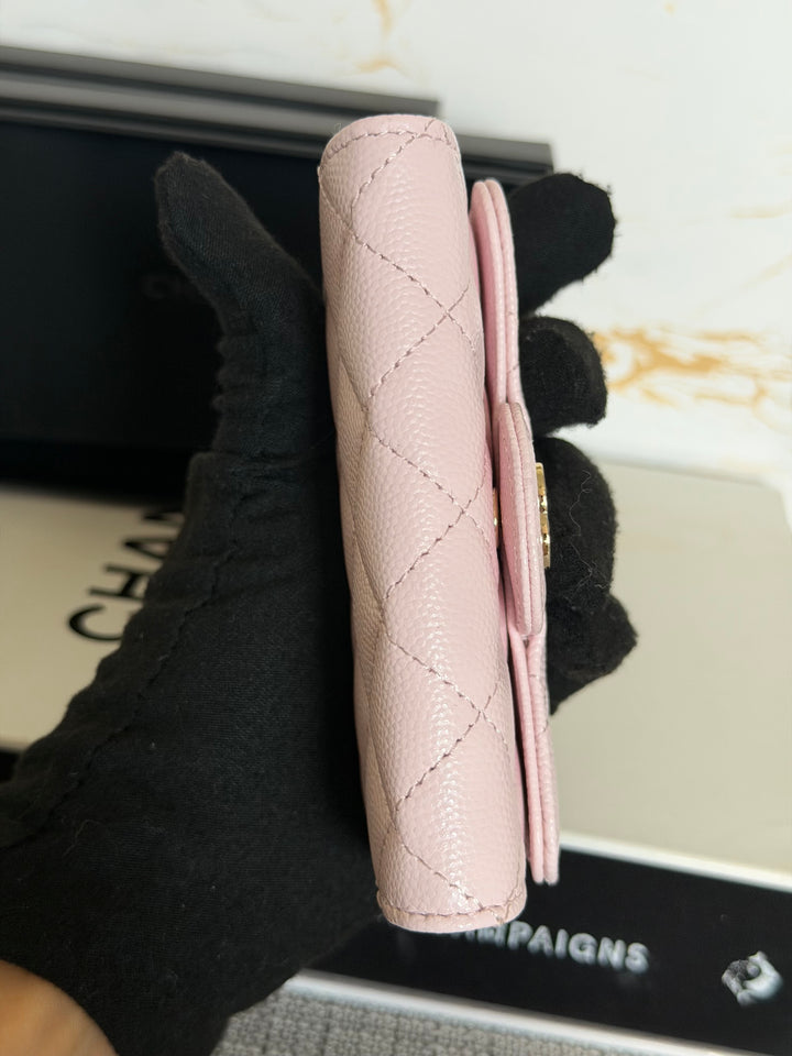 Chanel 22P Pink Caviar LGHW Classic Snap Flap Card Holder 2022