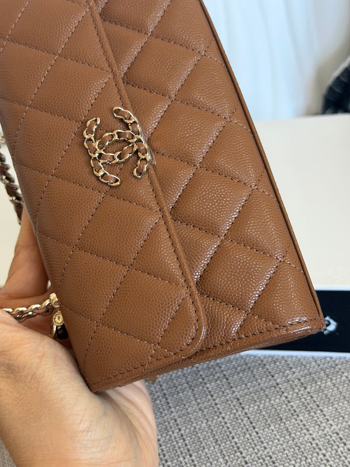 CHANEL 26P Brown Caviar LGHW Top Handle Vanity