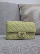 Load image into Gallery viewer, Chanel 23C 2022/2023 Cruise Collection Pastel Lime Green Lambskin Mini Rectangular Flap Bag with Champagne GHW
