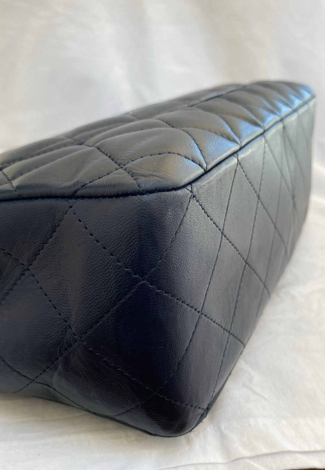 CHANEL Series 13 Navy Lambskin SHW Single Flap Jumbo Classic Bag