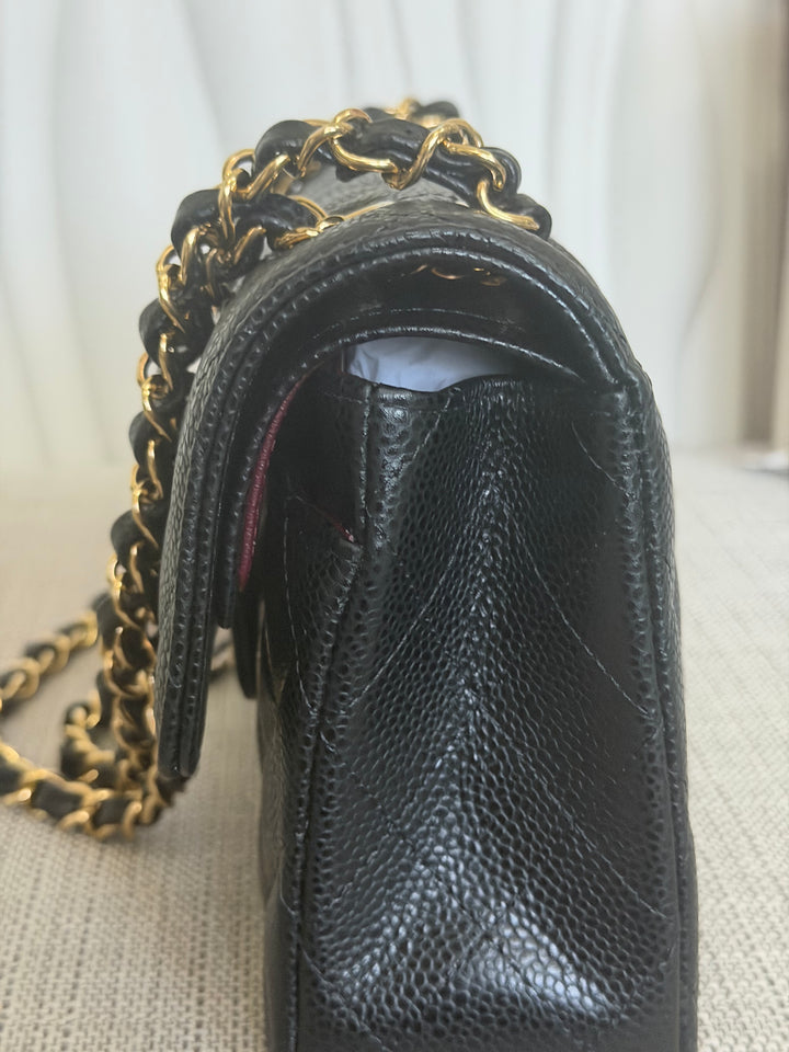 CHANEL Black Caviar GHW SMALL Timeless Classic Double Flap Bag 2022