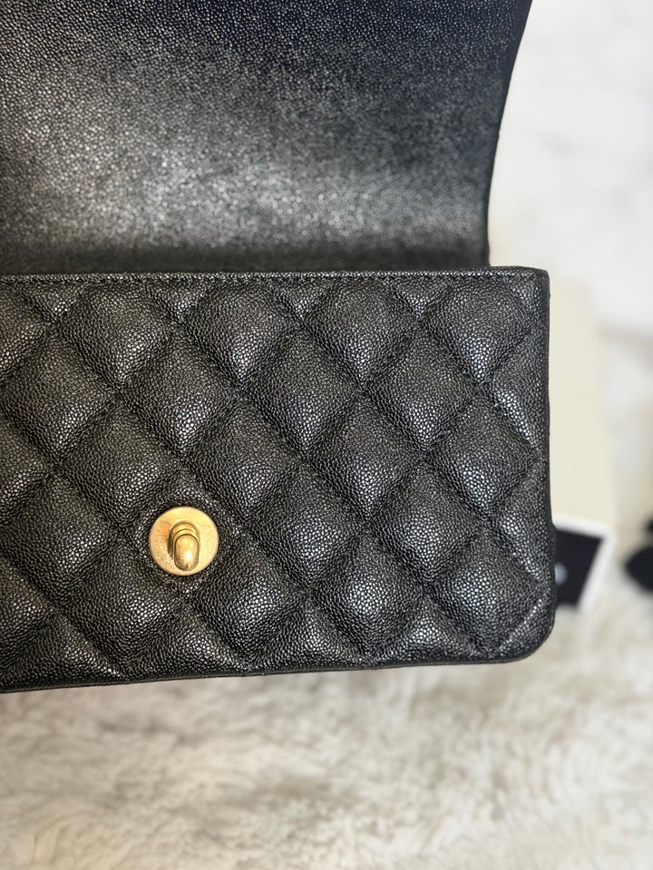 CHANEL 21S Black Caviar Aged GHW Top Handle Mini Rectangular Flap Bag series 31 2021
