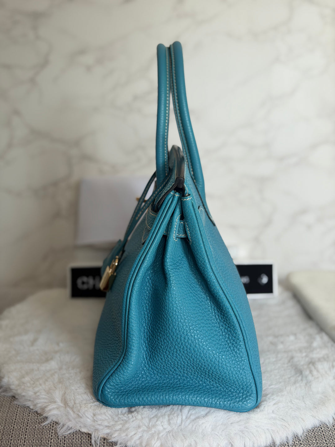 HERMÈS Bleu Jean Togo Leather GHW Birkin 30 Stamp H in Sq 2004