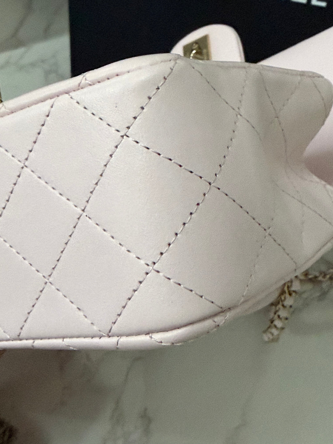 CHANEL 22P 2022 Sakura Light Pink Lambskin LGHW Mini Rectangular Flap Bag with Top Handle