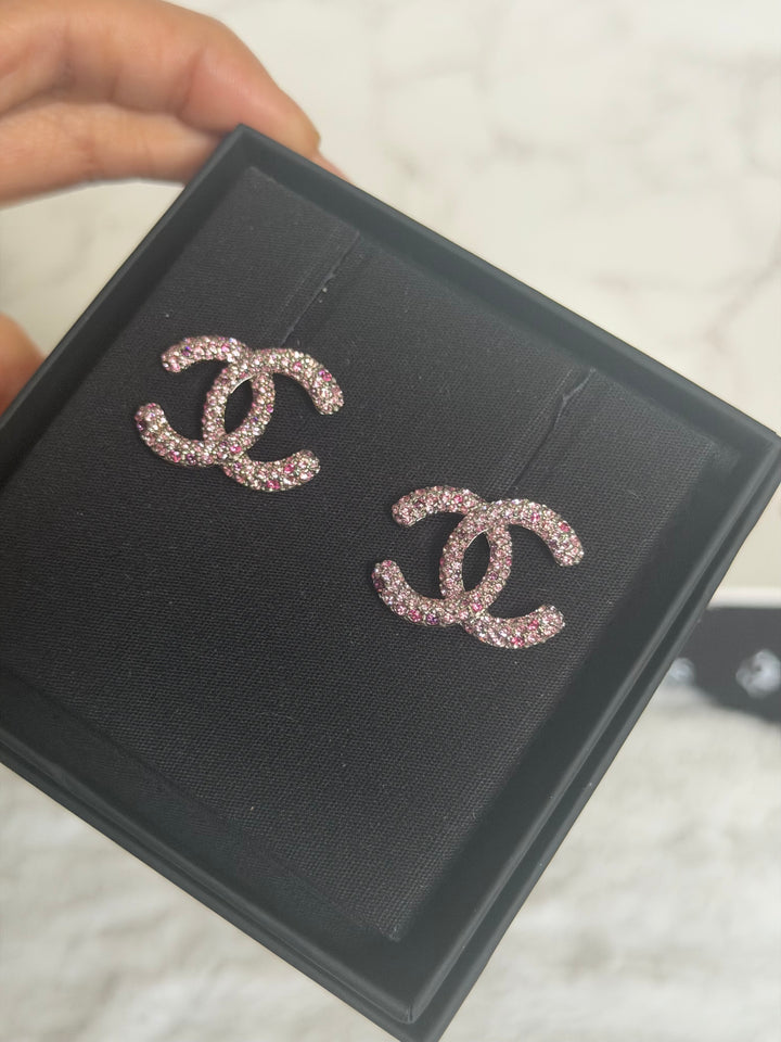 CHANEL 26A 2026 Pink Multi coloured Crystal Earrings 2 cms
