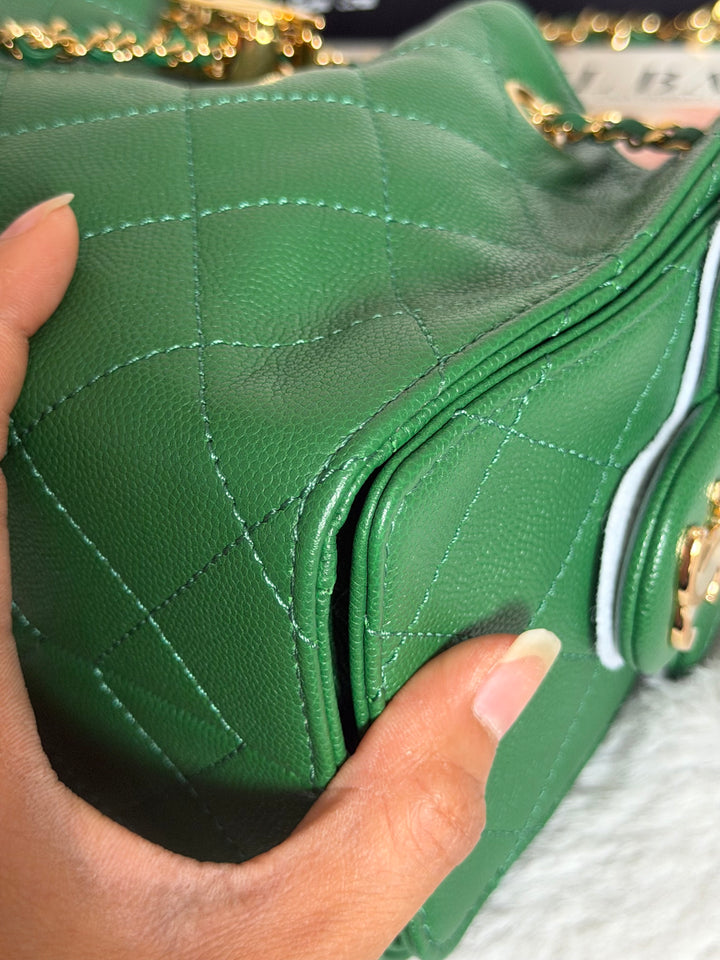 CHANEL Métiers d’art 2026 26A Green Caviar Shiny GHW MINI 25 Hobo Bag